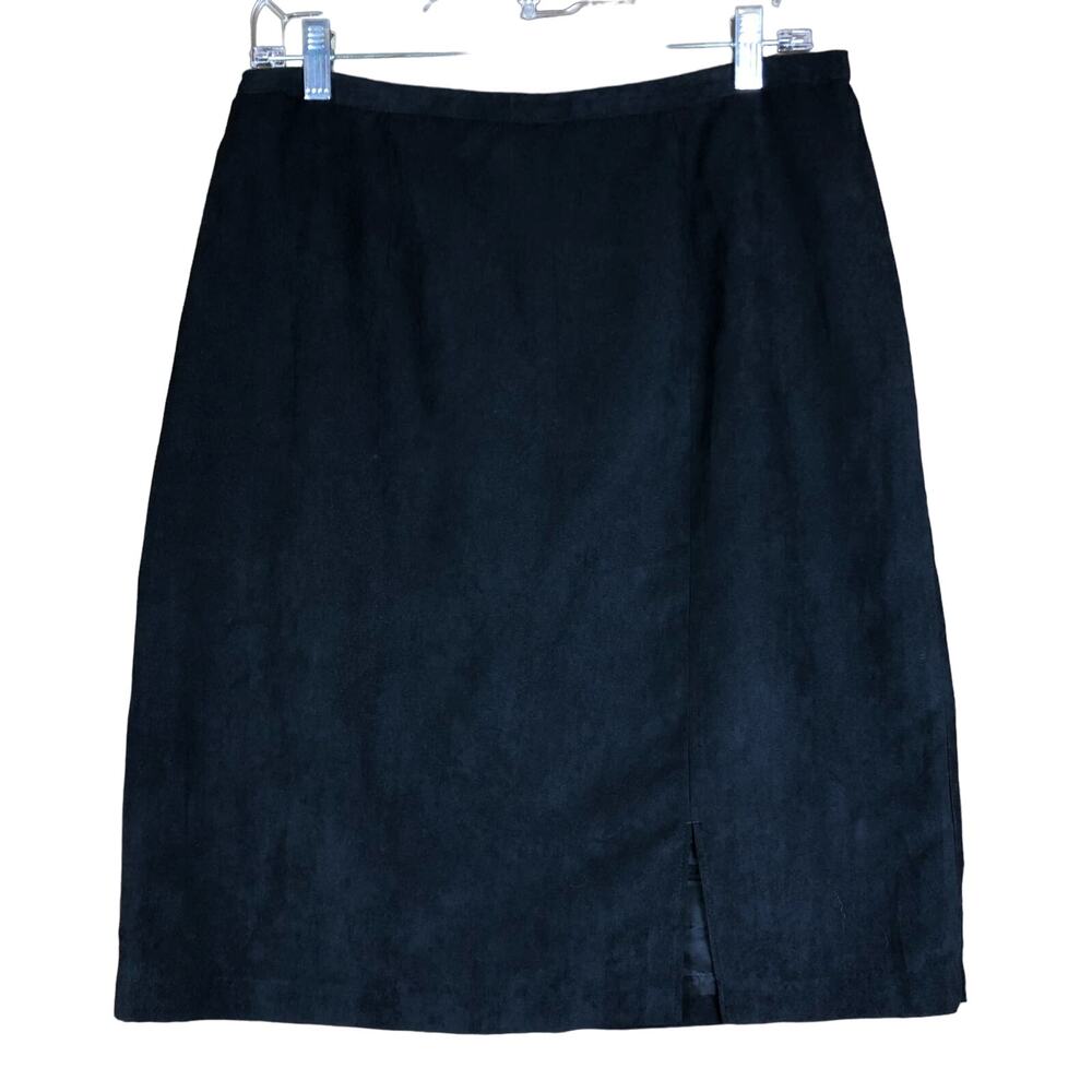 Sonoma Womens Skirt Black Lined Pencil Suede Dark Academia Workwear 12